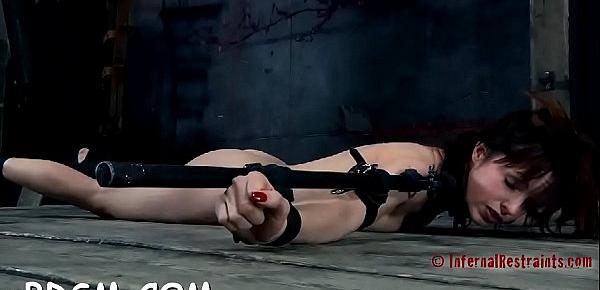  Clamped up cutie gets her fuck holes tortured